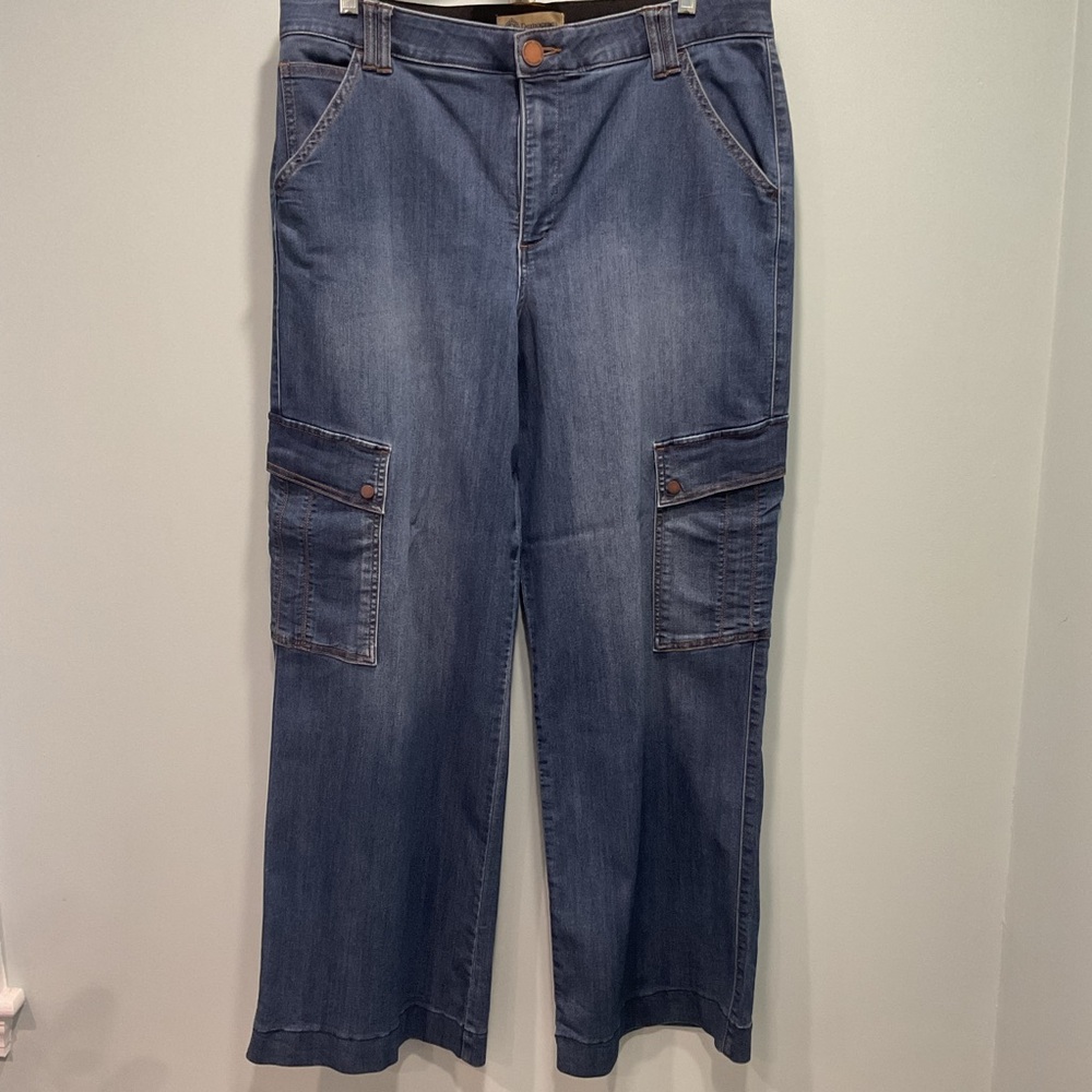 Democracy Dark Blue Flare Cargo Jeans